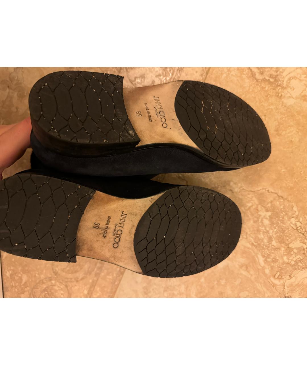 JIMMY CHOO Темно-синие замшевые ботинки, фото 4