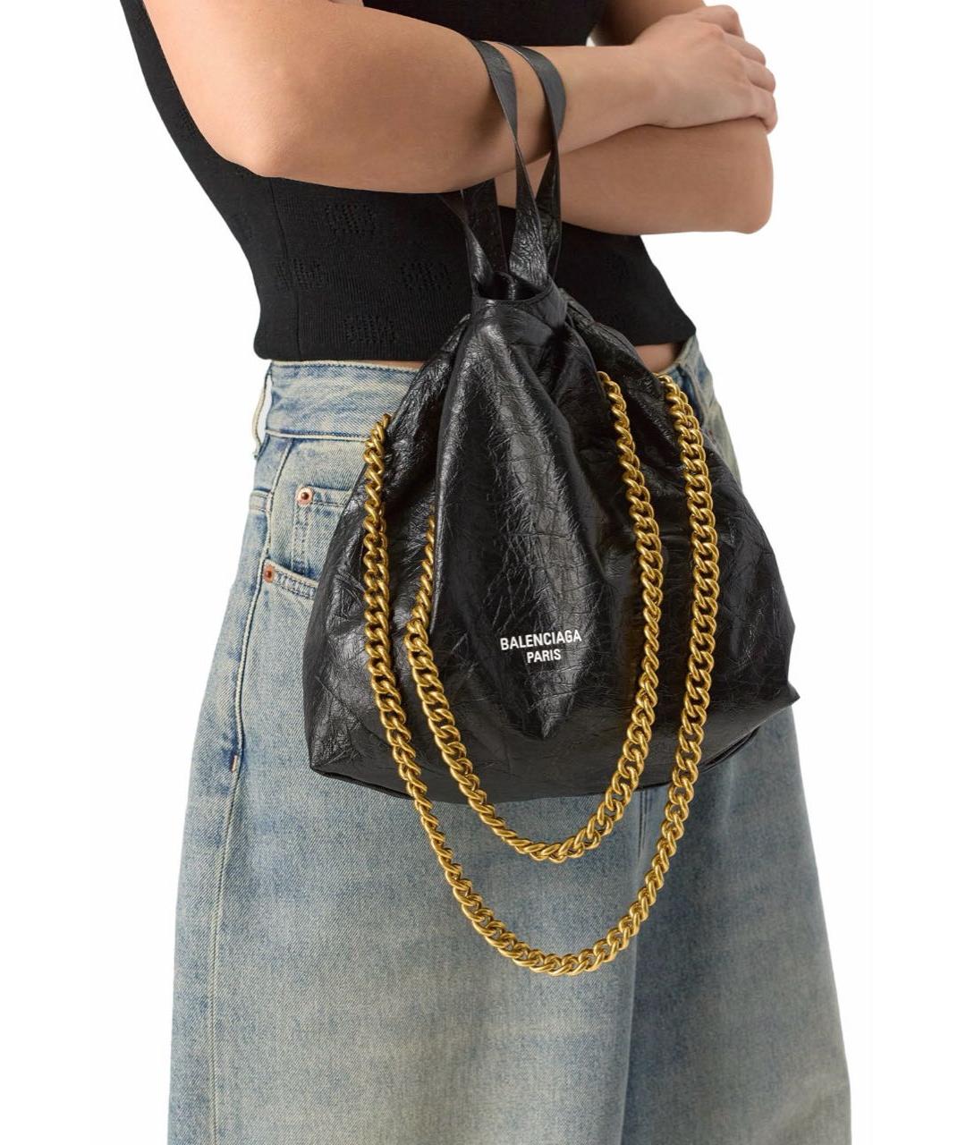 BALENCIAGA Черная кожаная сумка через плечо, фото 3