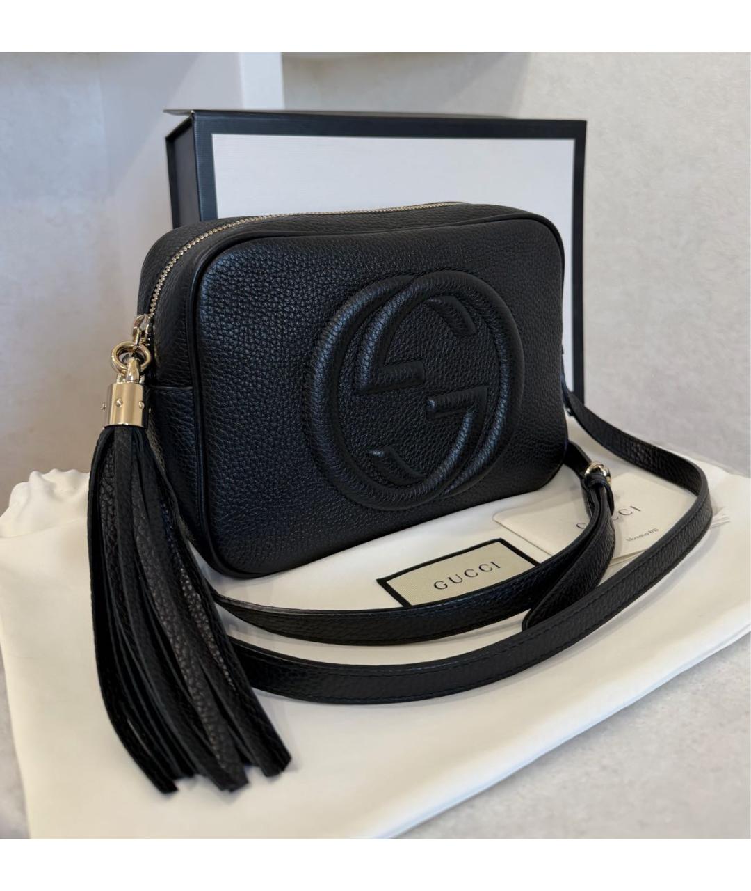 GUCCI Черная кожаная сумка через плечо, фото 4