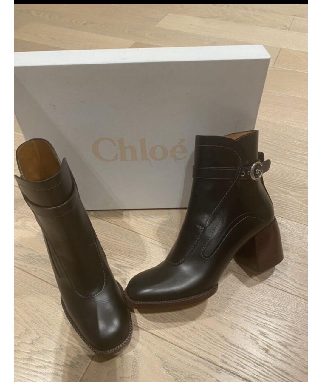 CHLOE Коричневые кожаные ботильоны, фото 2