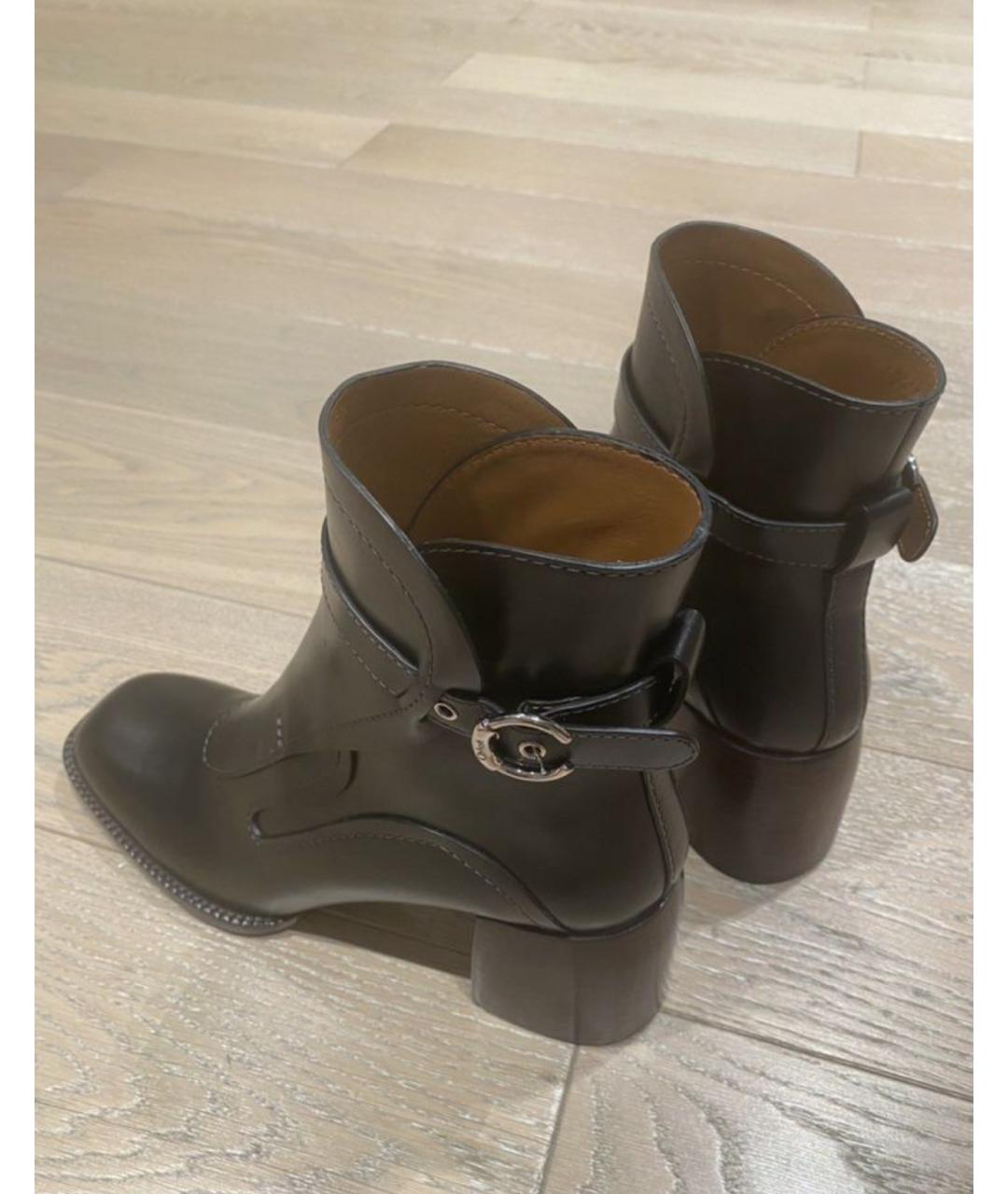CHLOE Коричневые кожаные ботильоны, фото 4