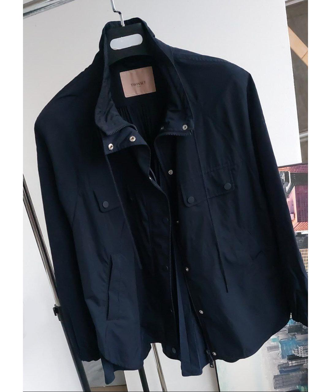TWIN-SET Темно-синяя полиэстеровая куртка, фото 5