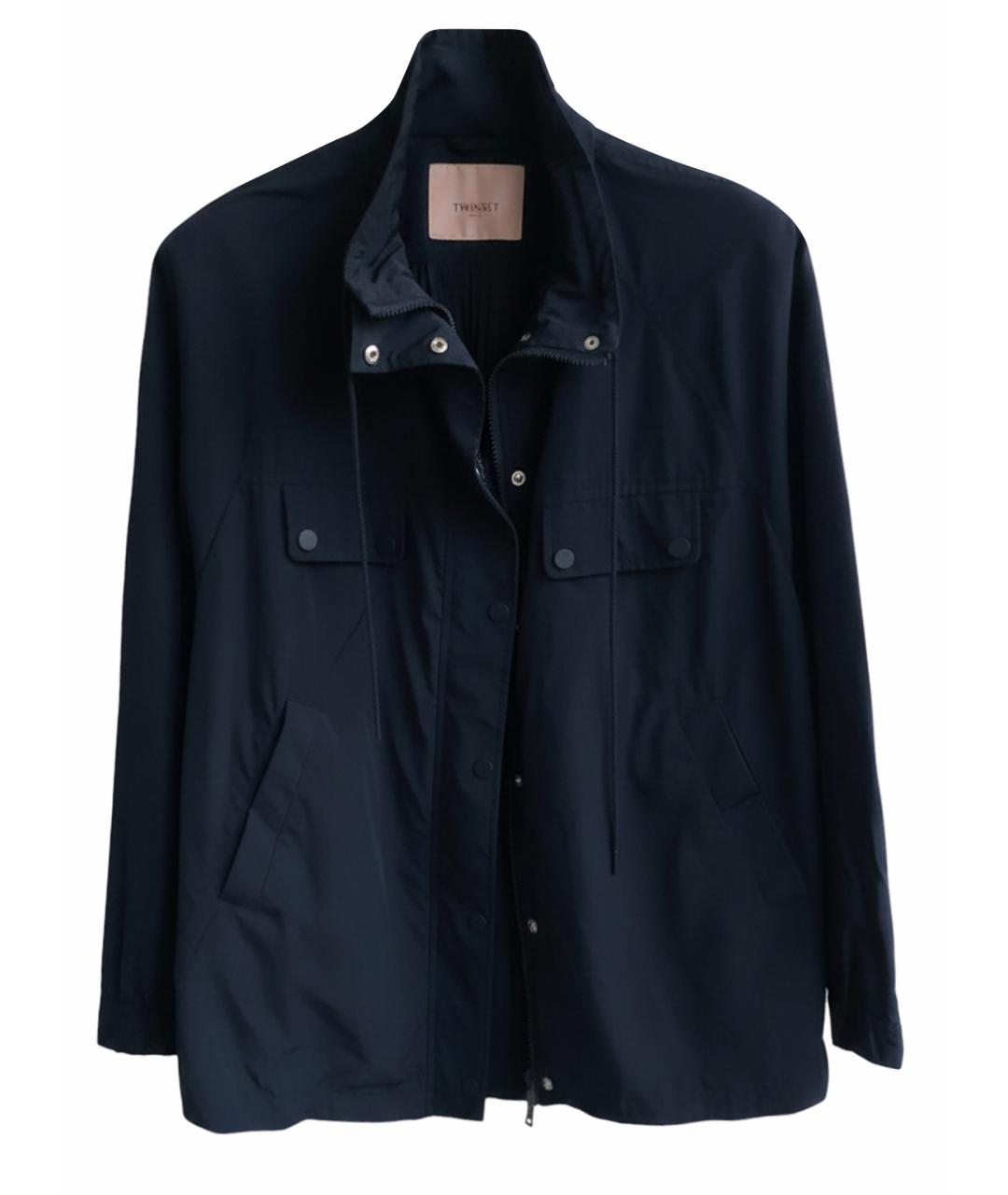TWIN-SET Темно-синяя полиэстеровая куртка, фото 1