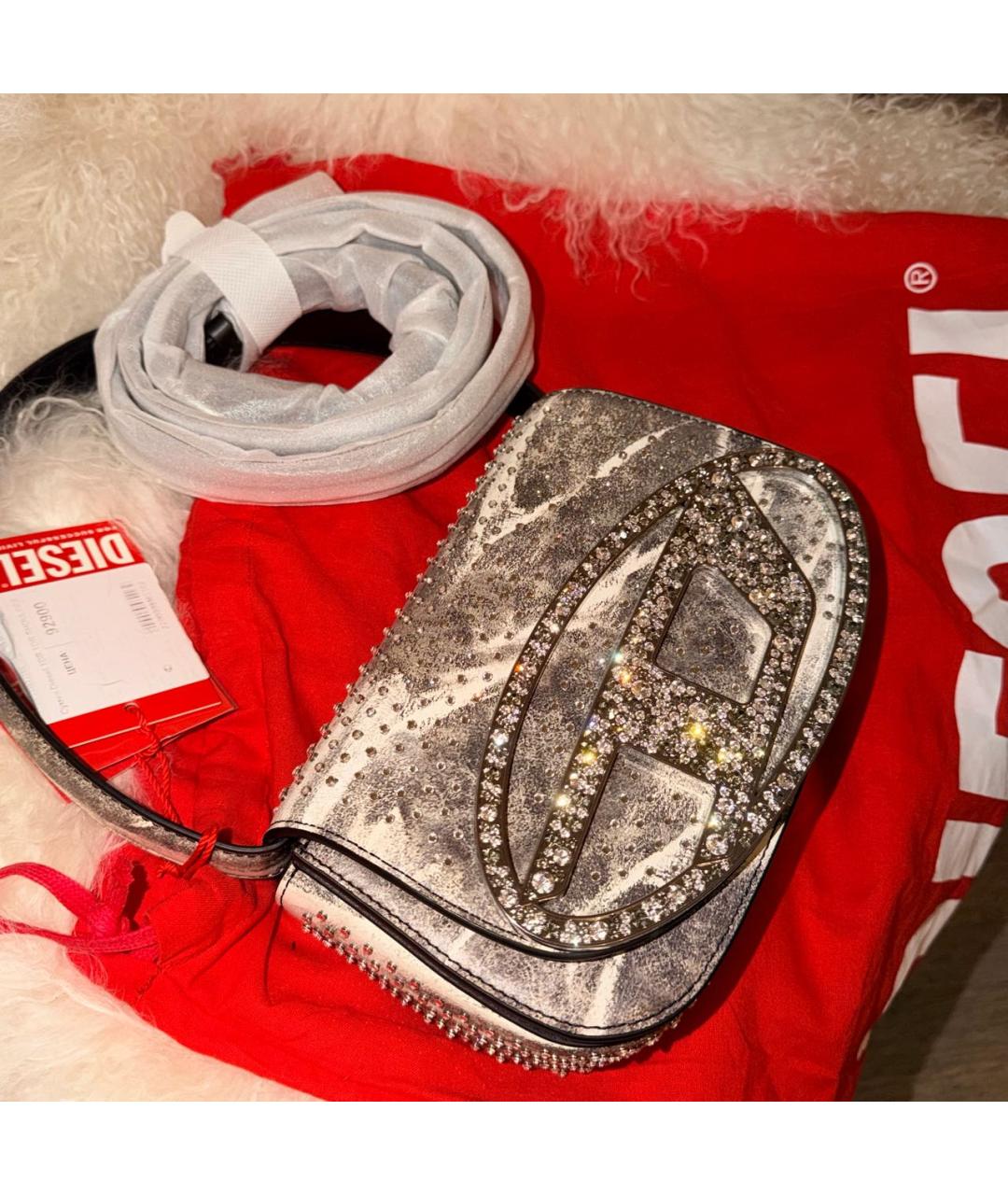 DIESEL Антрацитовая кожаная сумка с короткими ручками, фото 7