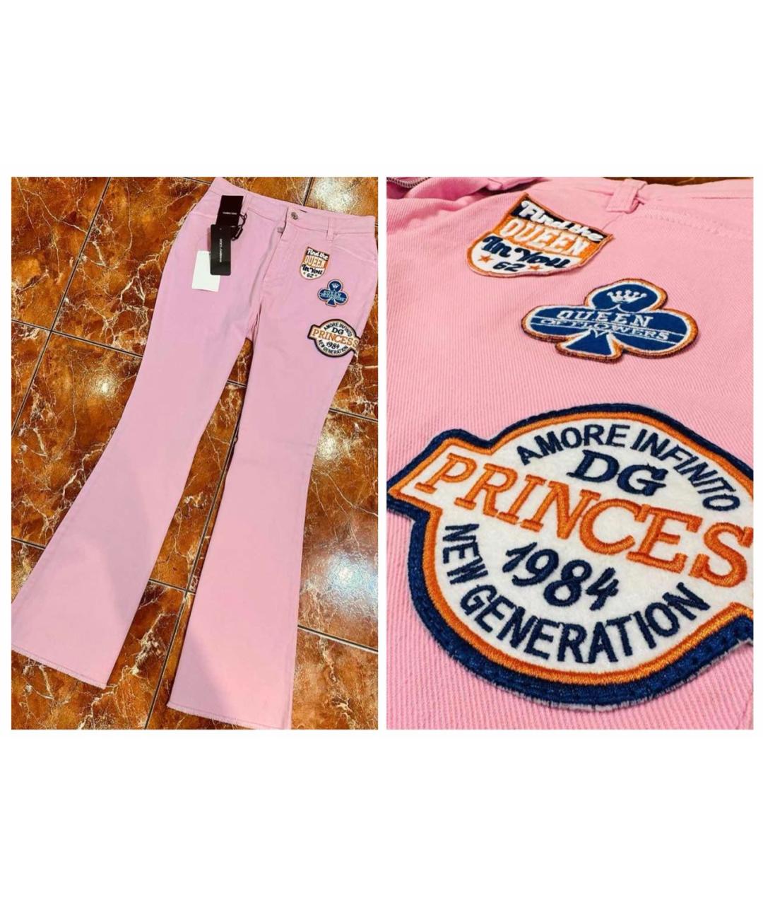 DOLCE&GABBANA Розовые хлопко-эластановые джинсы клеш, фото 3