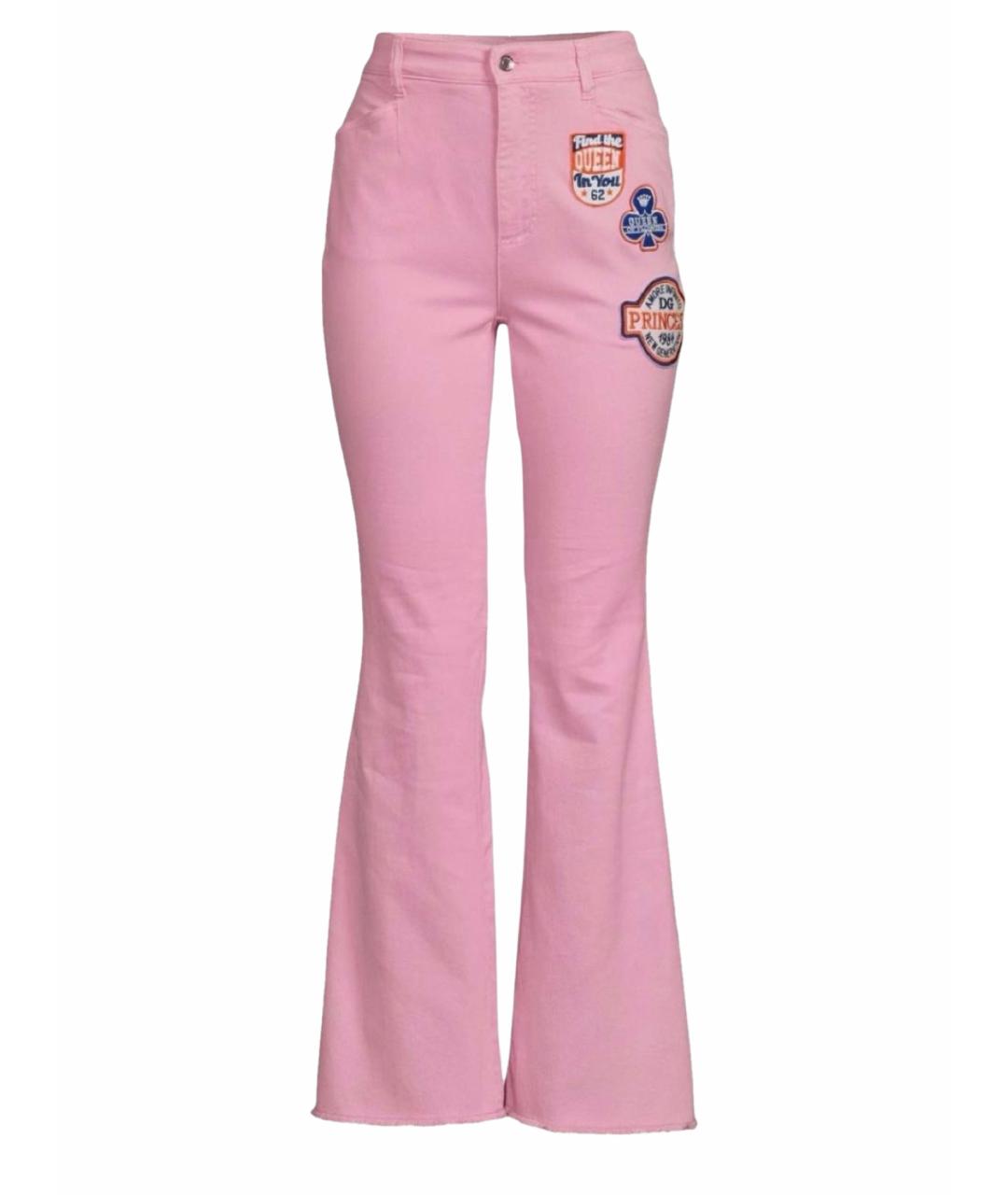 DOLCE&GABBANA Розовые хлопко-эластановые джинсы клеш, фото 1