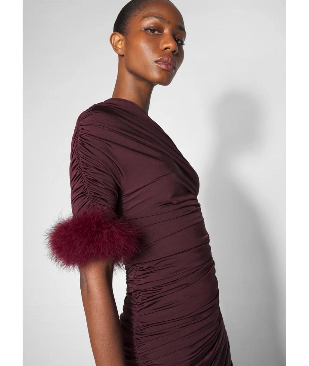 MUGLER Бордовое коктейльное платье, фото 5