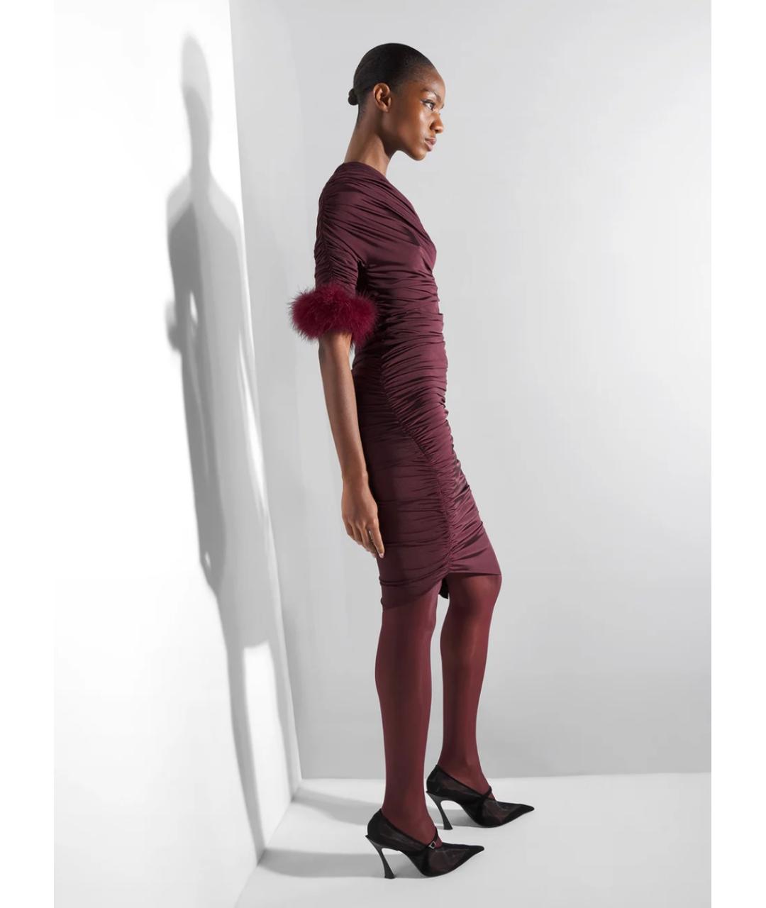 MUGLER Бордовое коктейльное платье, фото 3