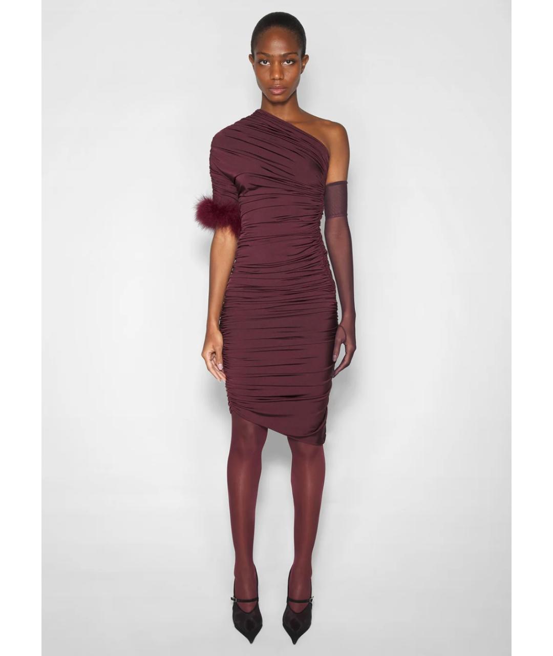 MUGLER Бордовое коктейльное платье, фото 2