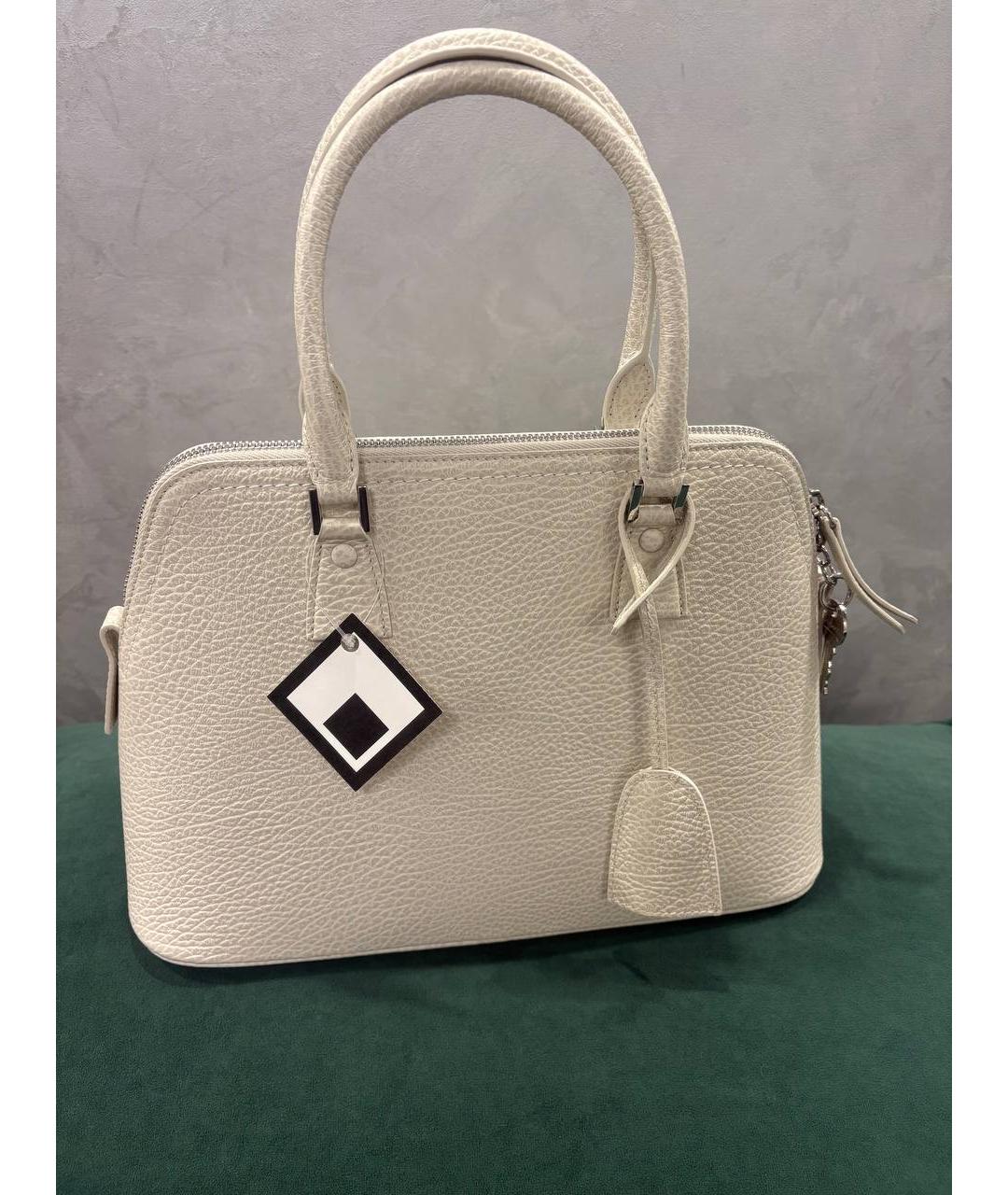 MAISON MARGIELA Бежевая кожаная сумка с короткими ручками, фото 5