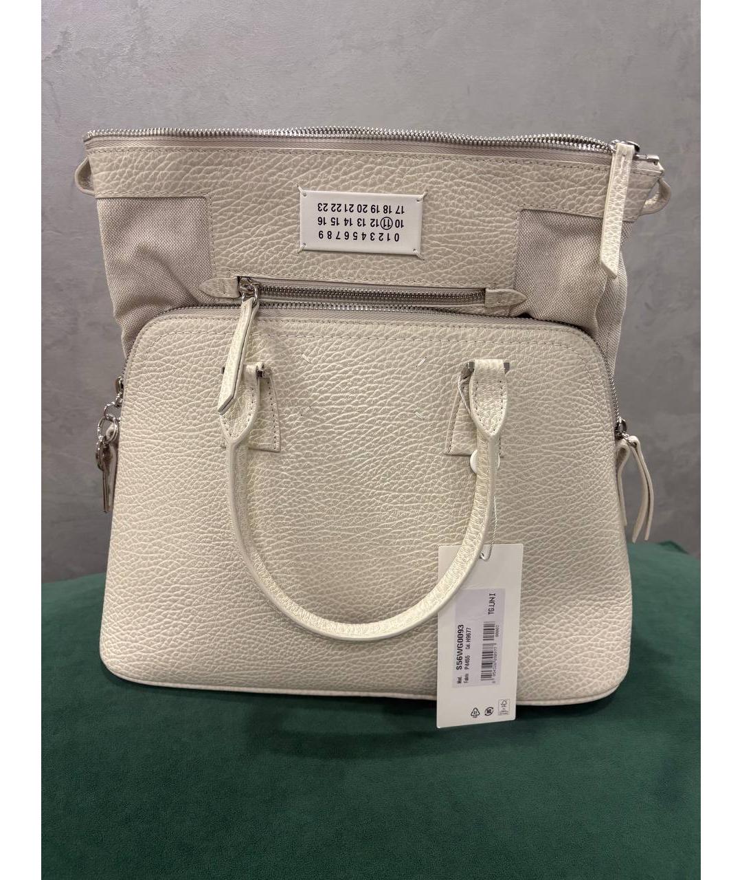 MAISON MARGIELA Бежевая кожаная сумка с короткими ручками, фото 3