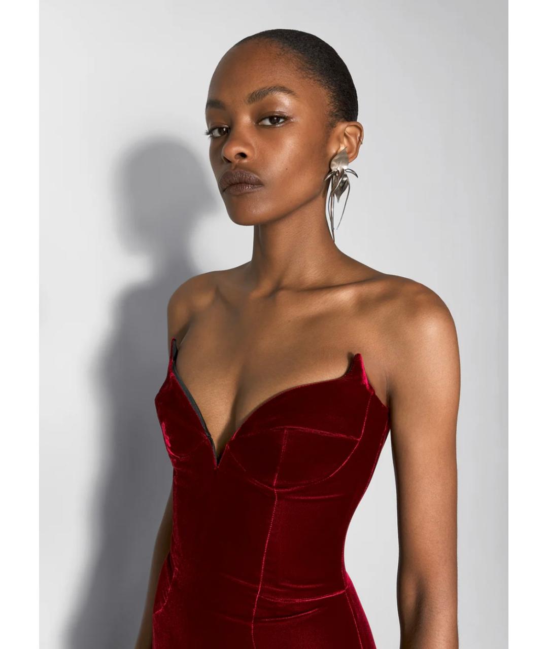 MUGLER Бордовое коктейльное платье, фото 6