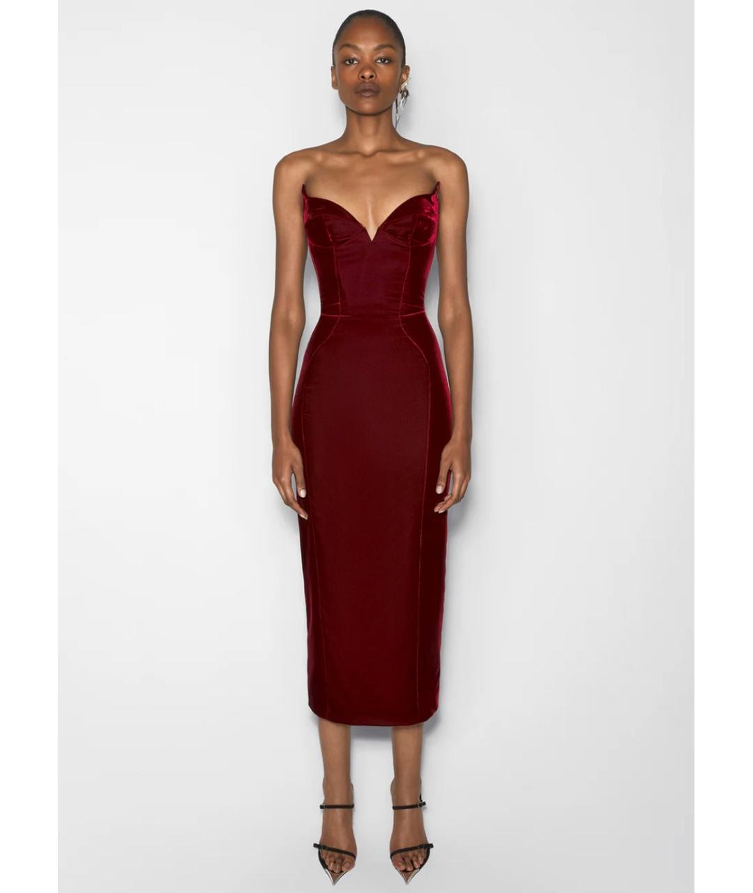 MUGLER Бордовое коктейльное платье, фото 4