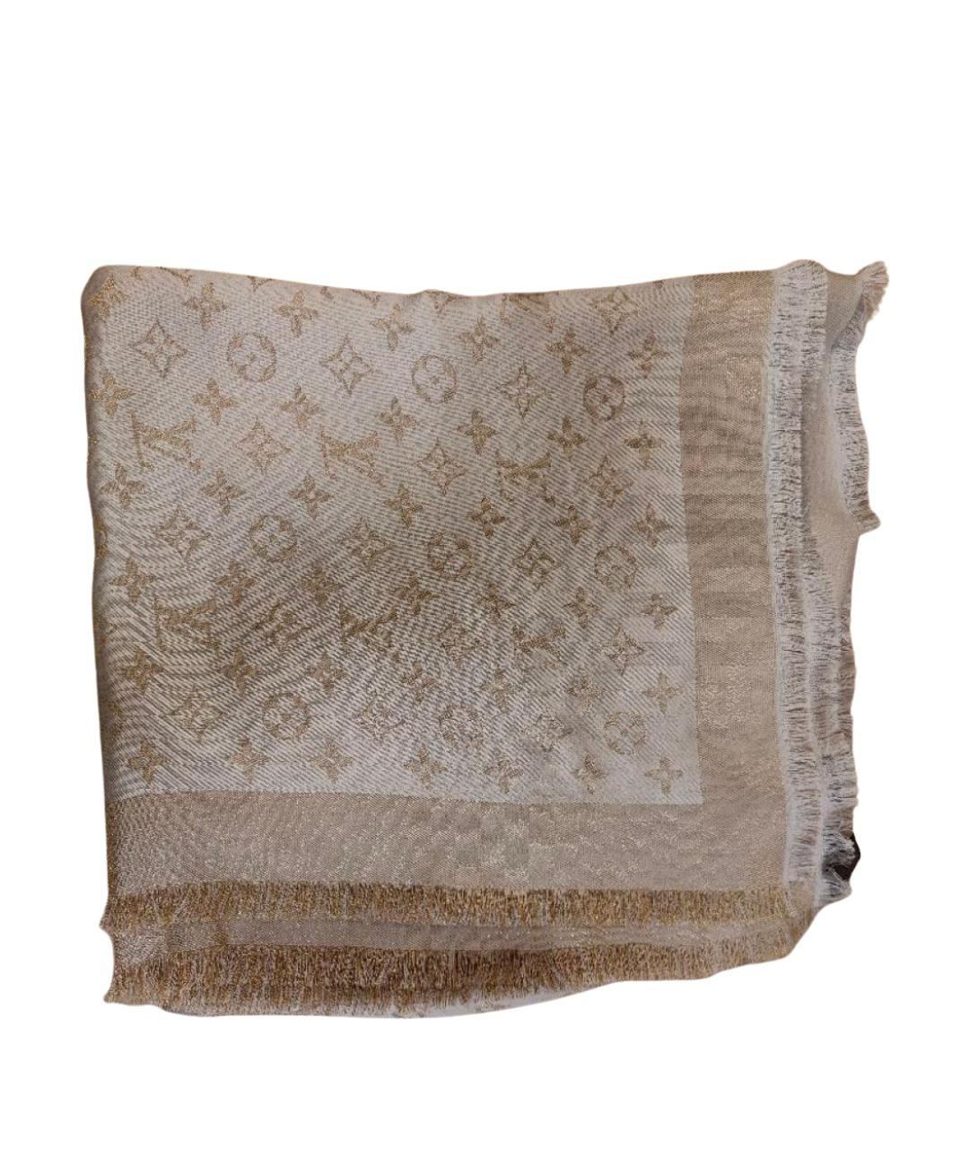 LOUIS VUITTON Бежевый шелковый платок, фото 1