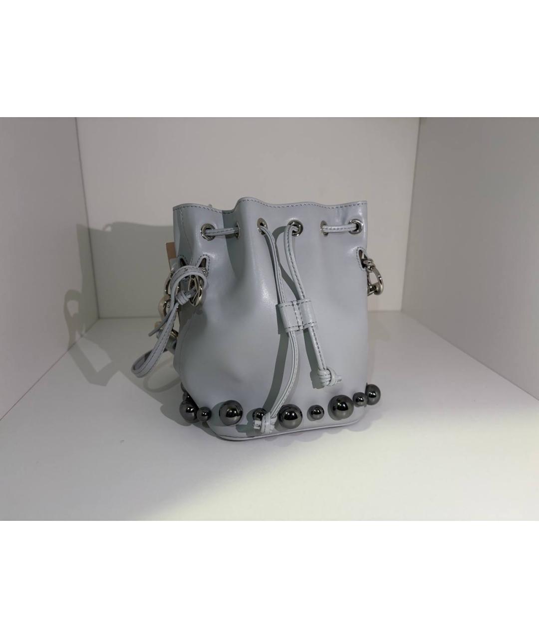 FENDI Серая кожаная сумка с короткими ручками, фото 3