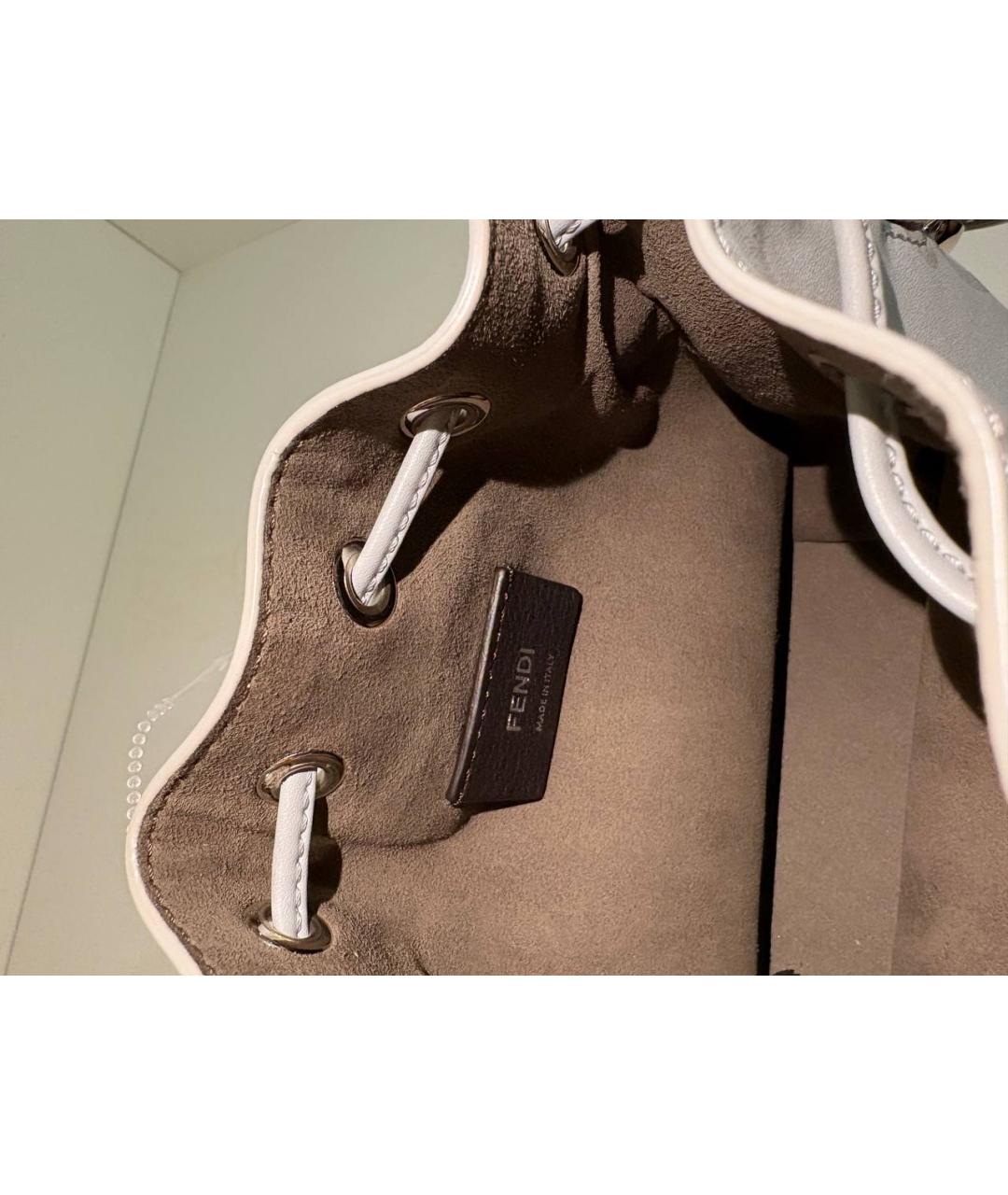 FENDI Серая кожаная сумка с короткими ручками, фото 2