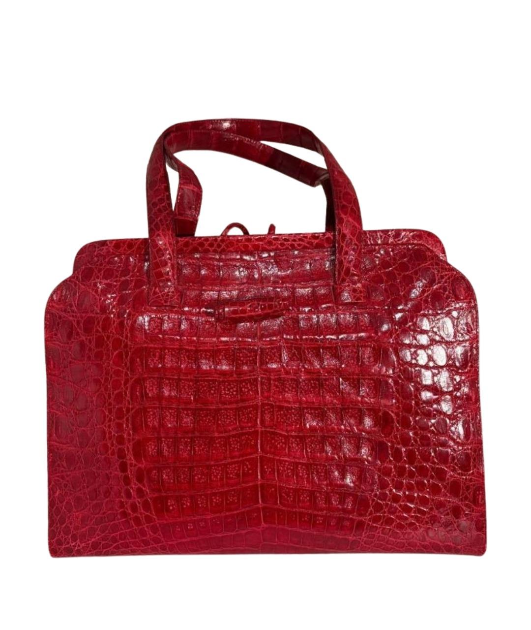 NANCY GONZALEZ Красная сумка с короткими ручками из экзотической кожи, фото 1