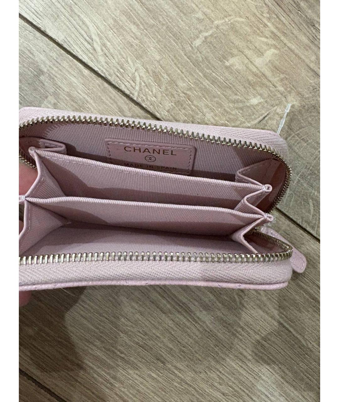 CHANEL Розовый кожаный кошелек, фото 2