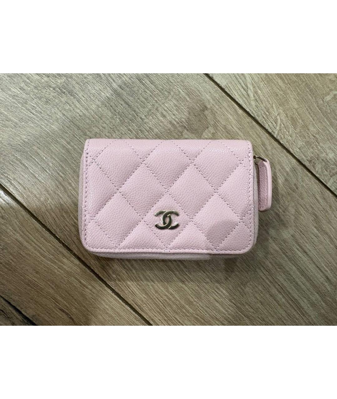 CHANEL Розовый кожаный кошелек, фото 3