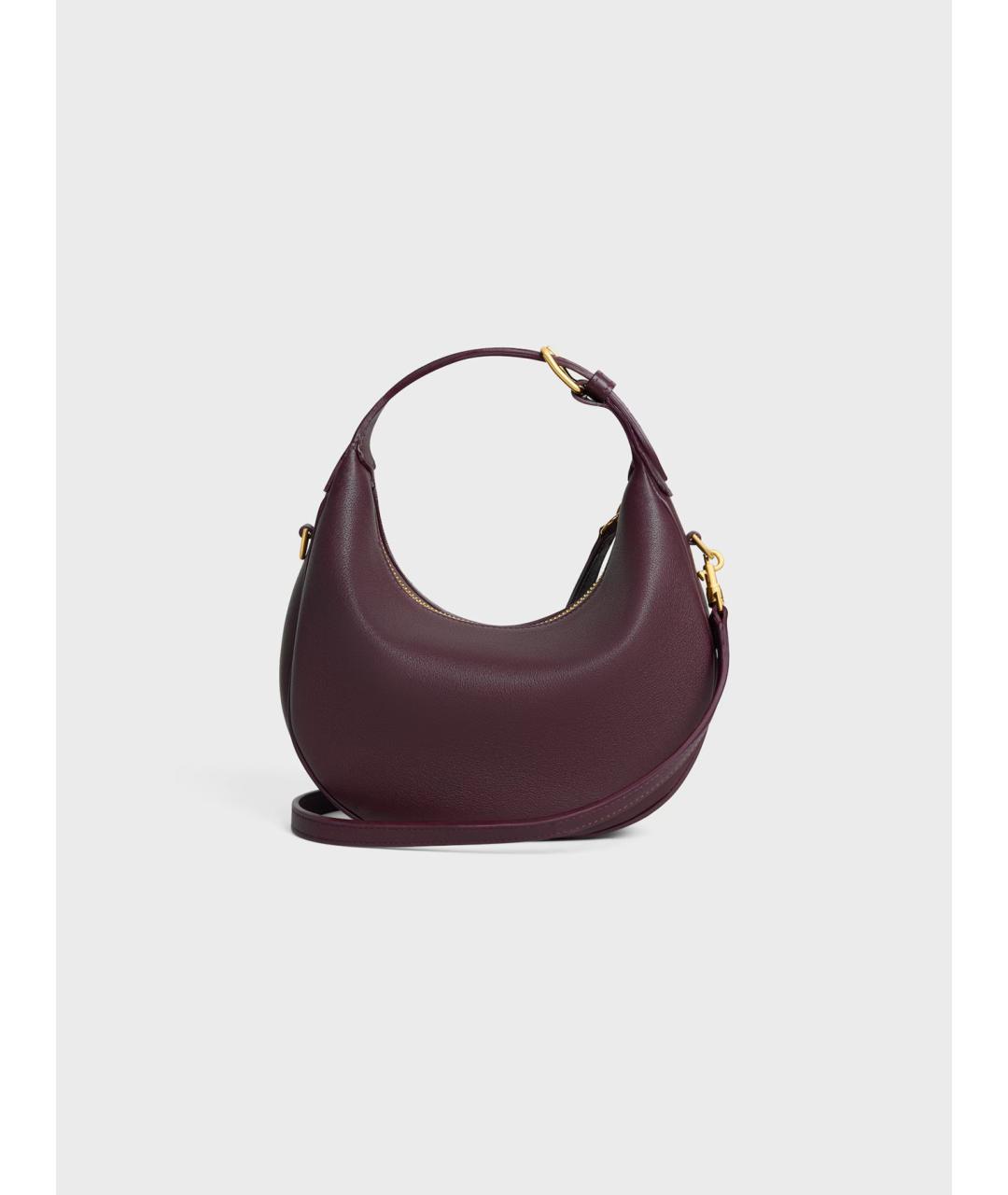 CELINE Бордовая кожаная сумка через плечо, фото 3