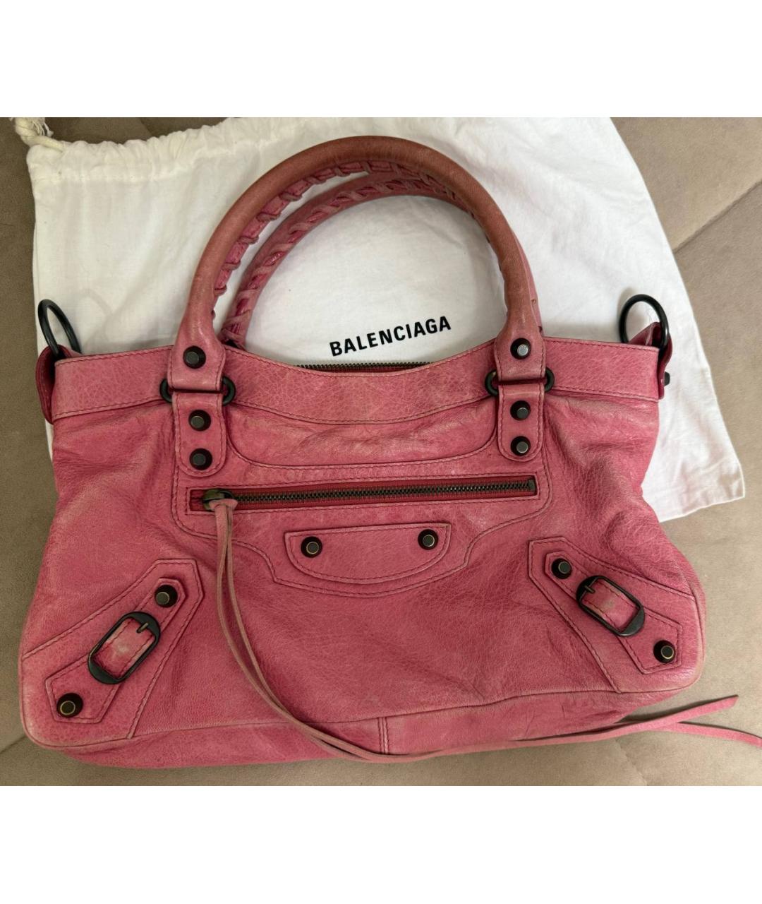 BALENCIAGA Розовая кожаная сумка с короткими ручками, фото 4