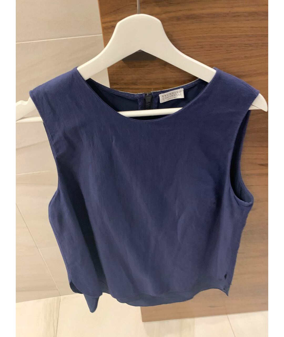 BRUNELLO CUCINELLI Синяя льняная майка, фото 5