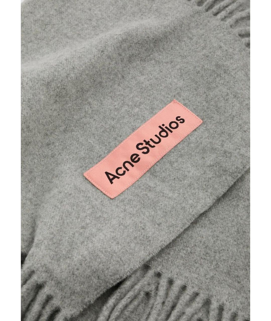 ACNE STUDIOS Серый шерстяной шарф, фото 3