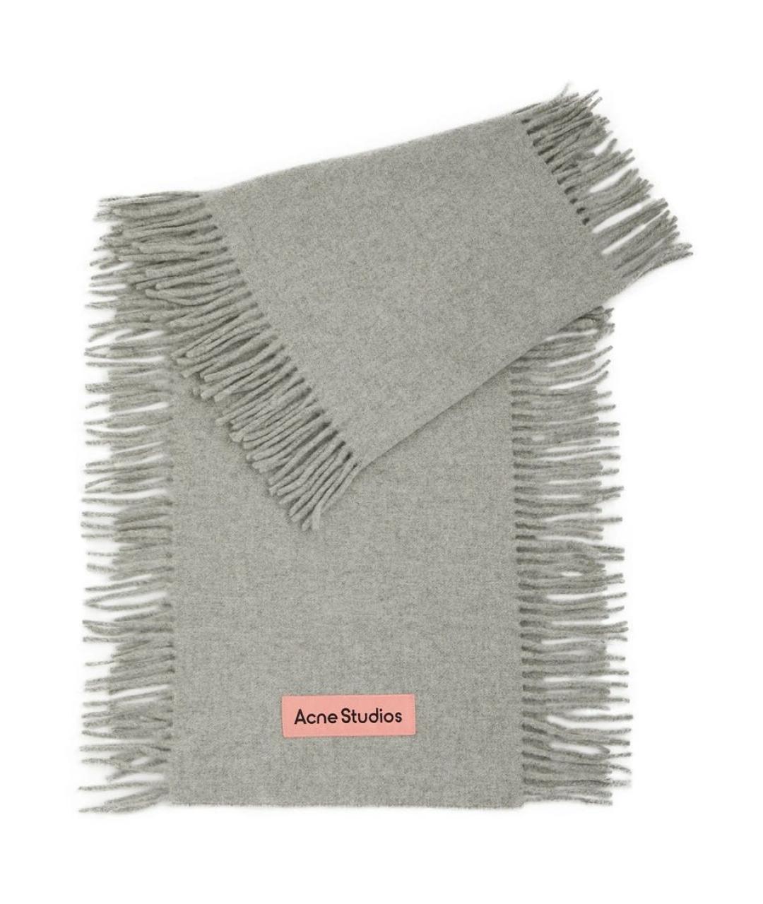 ACNE STUDIOS Серый шерстяной шарф, фото 5