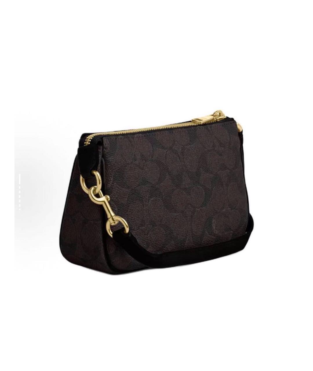 COACH Коричневая кожаная сумка с короткими ручками, фото 3