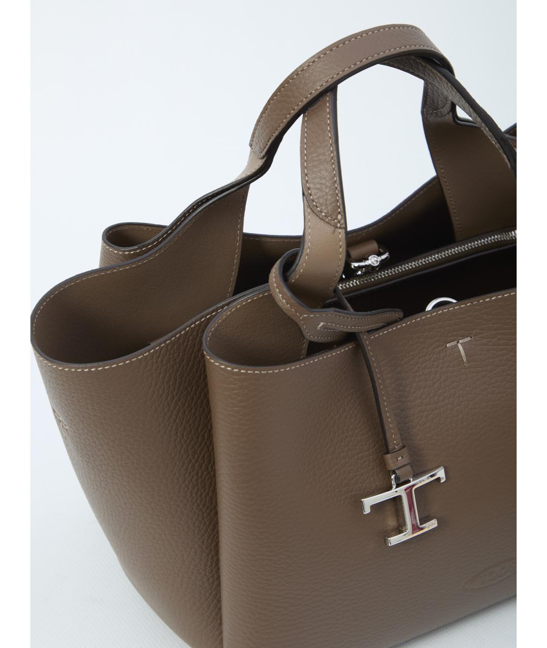 TOD'S Коричневая кожаная сумка тоут, фото 4