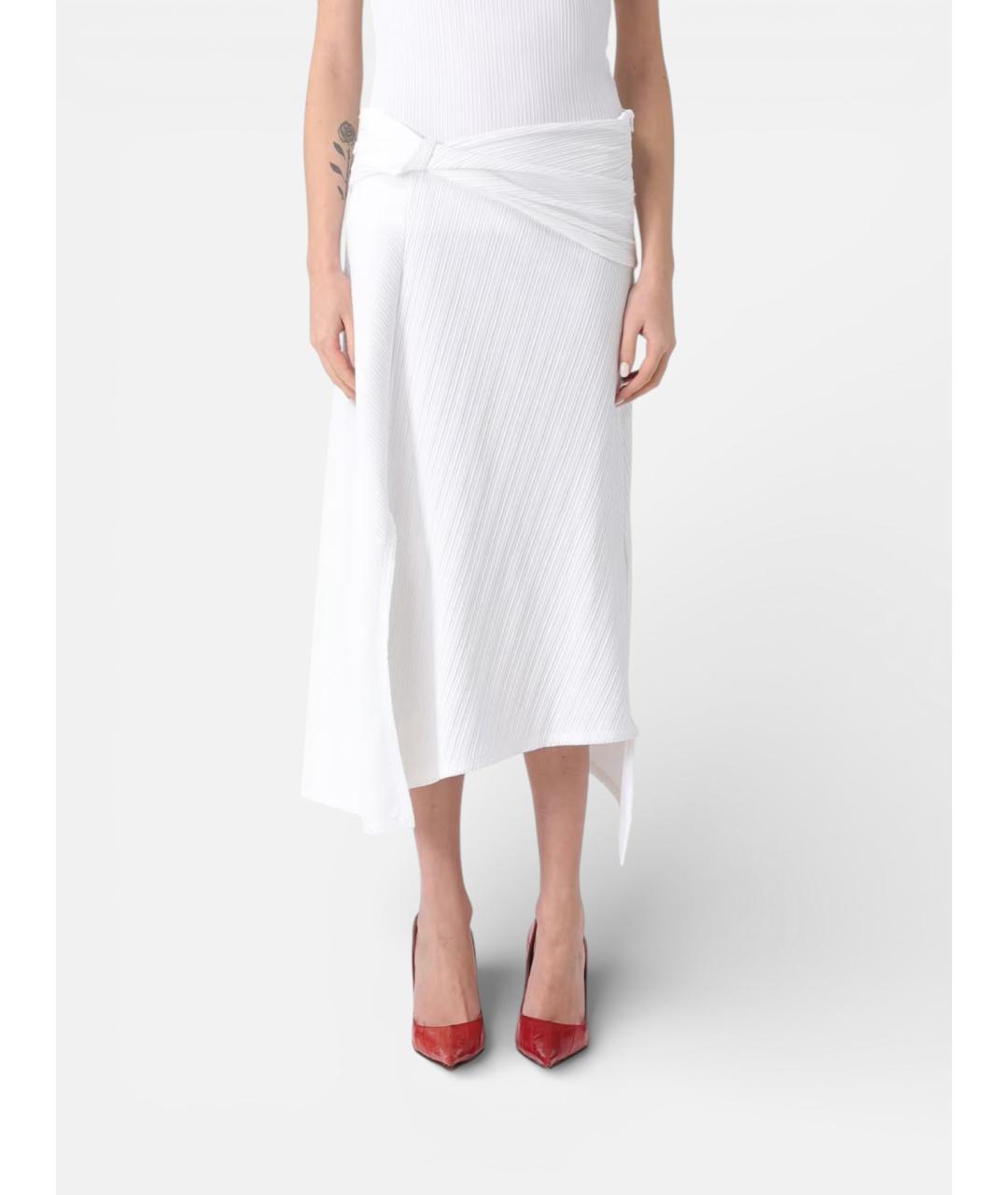 VICTORIA BECKHAM Белая хлопковая юбка миди, фото 4