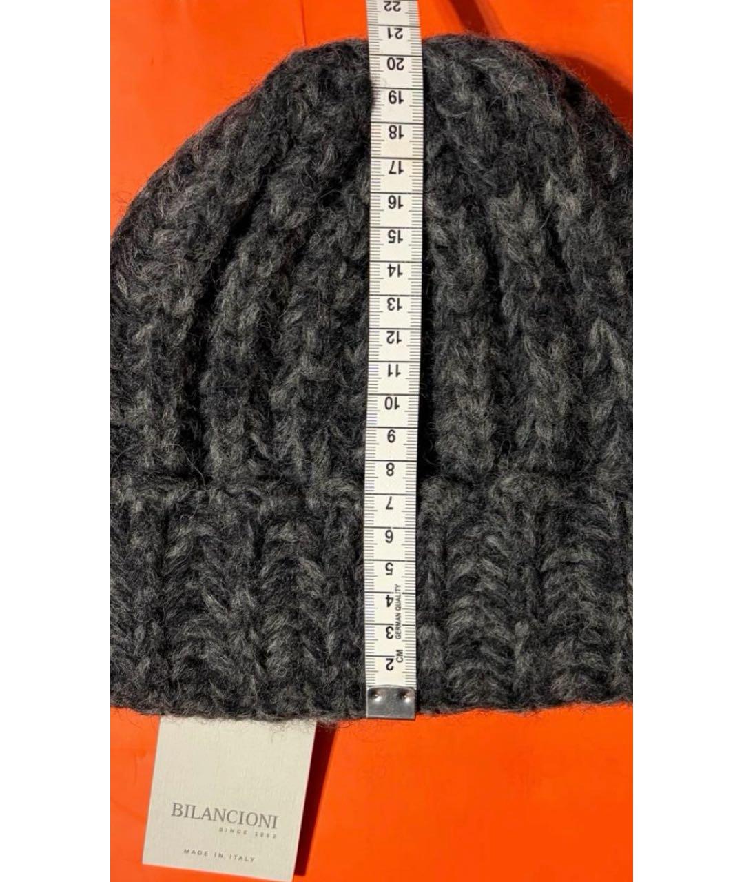 BILANCIONI Серая шерстяная шапка, фото 5