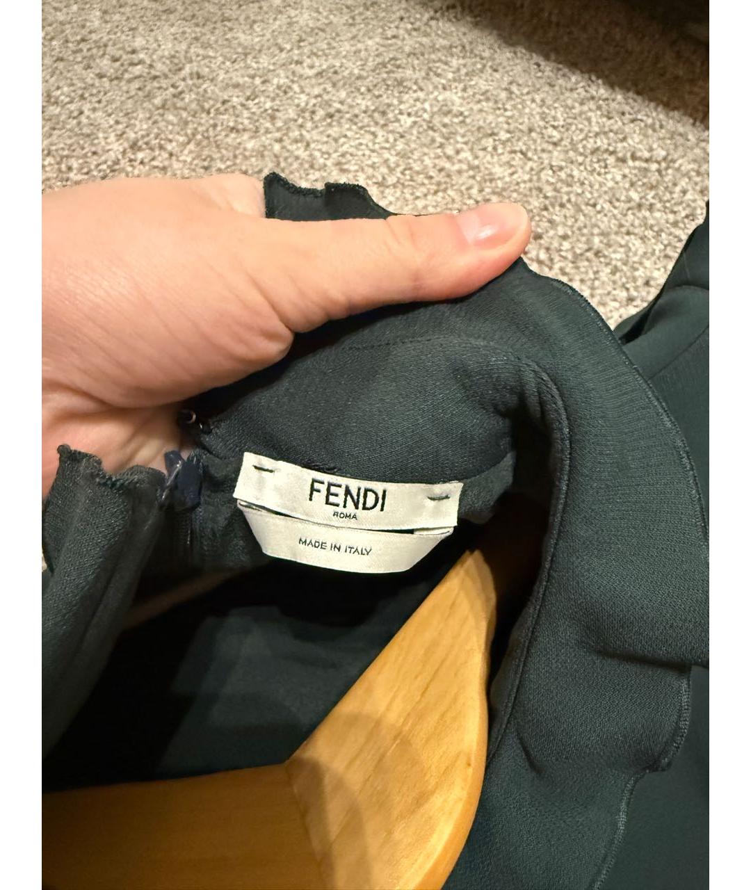FENDI Зеленые шерстяное вечернее платье, фото 4