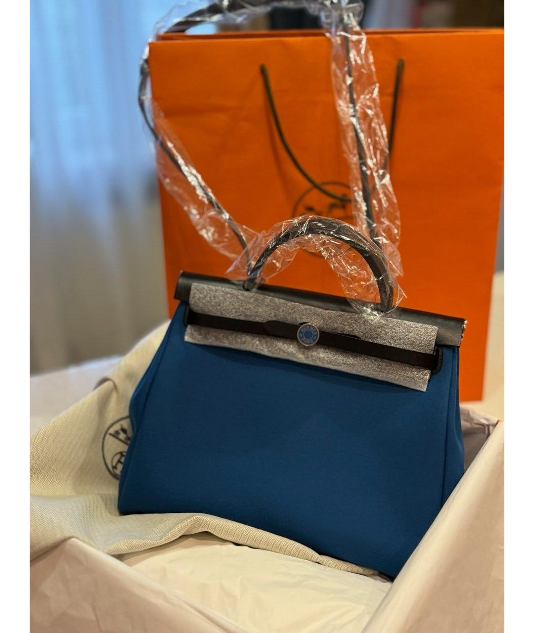 HERMES Синяя тканевая сумка через плечо, фото 5