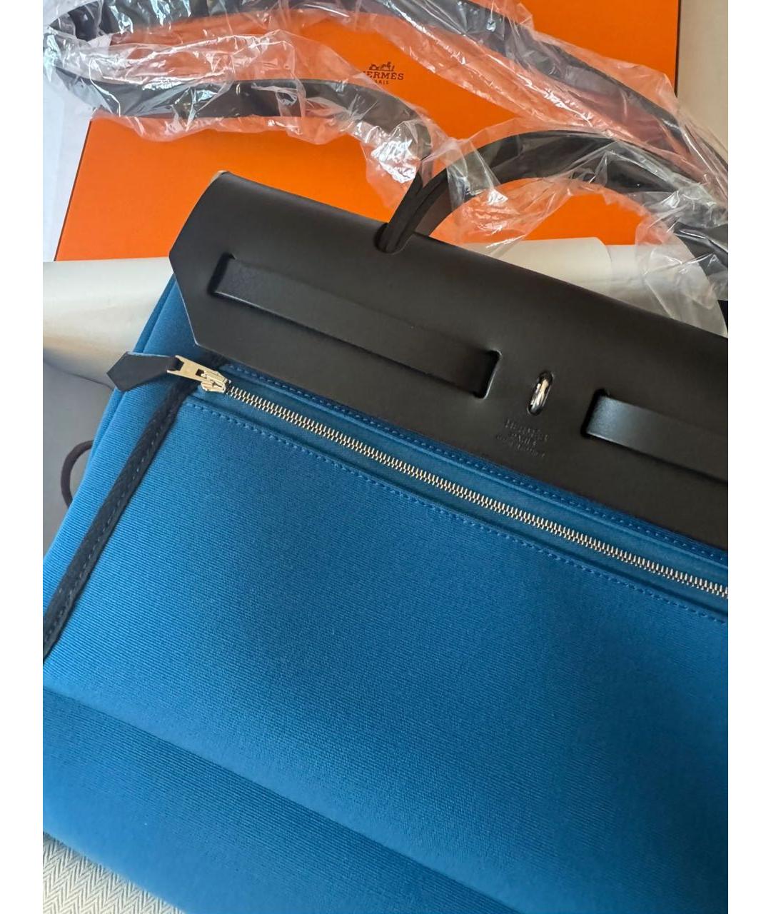 HERMES Синяя тканевая сумка через плечо, фото 4