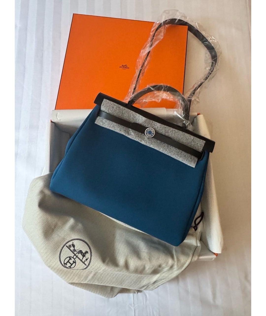 HERMES Синяя тканевая сумка через плечо, фото 2