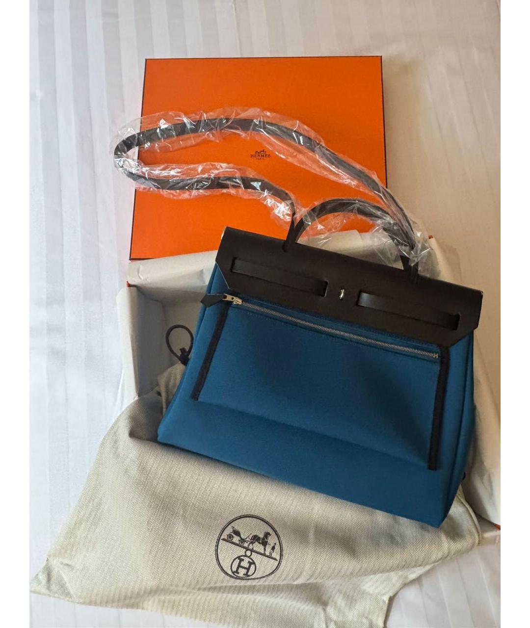 HERMES Синяя тканевая сумка через плечо, фото 3