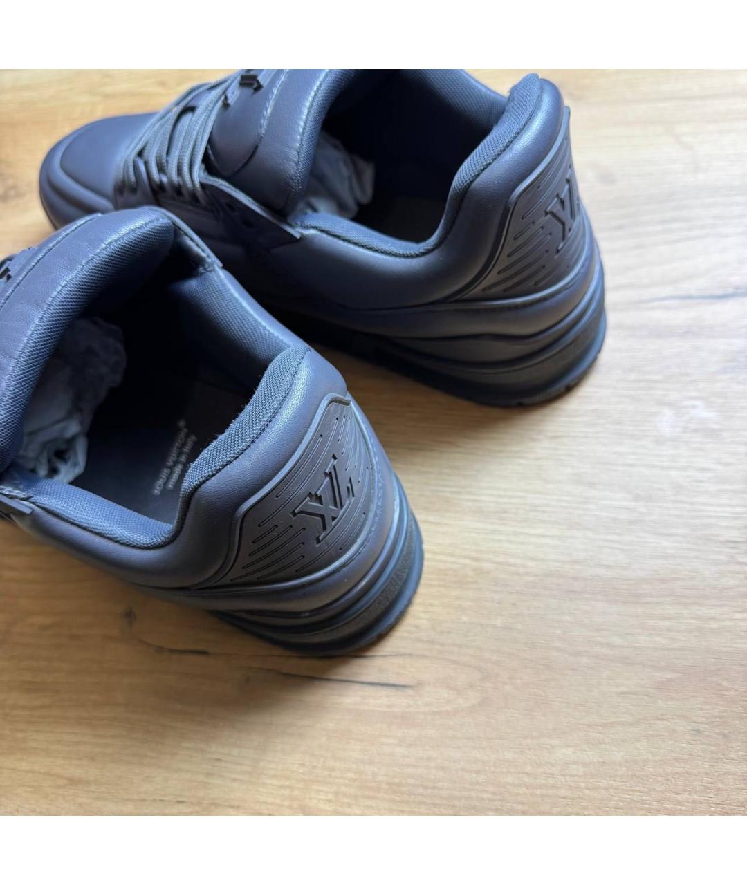 LOUIS VUITTON Серые кожаные низкие кроссовки / кеды, фото 5