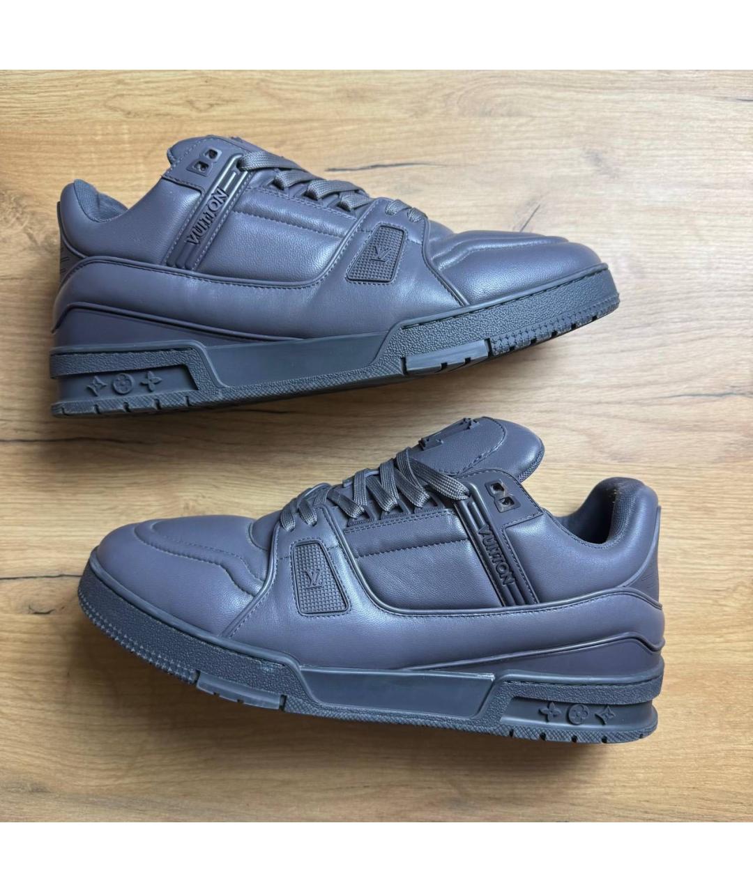 LOUIS VUITTON Серые кожаные низкие кроссовки / кеды, фото 8