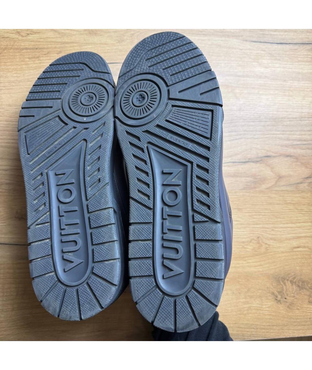 LOUIS VUITTON Серые кожаные низкие кроссовки / кеды, фото 6