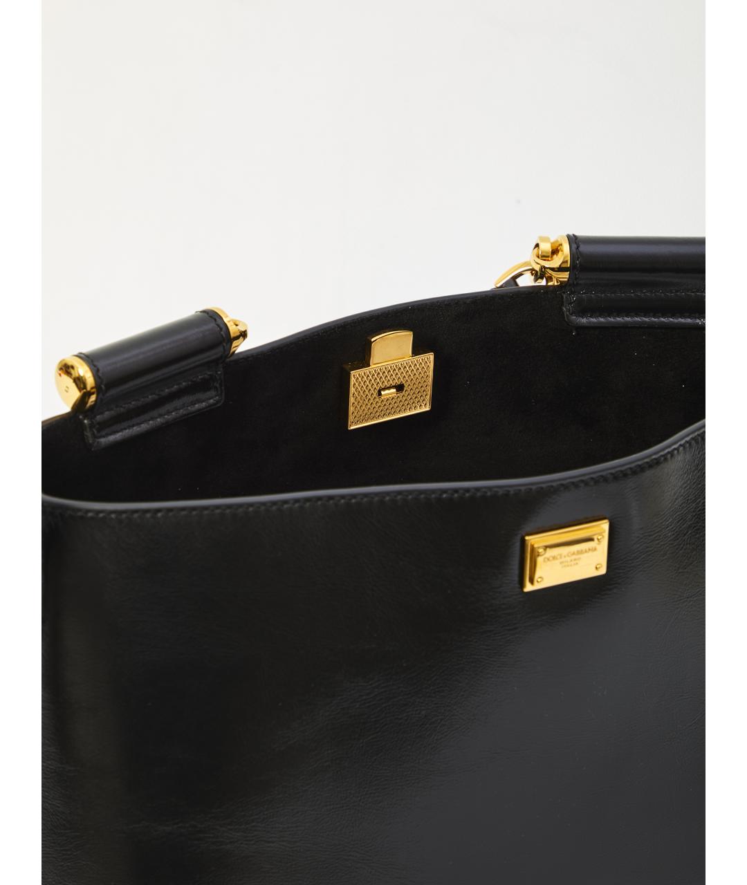DOLCE&GABBANA Черная кожаная сумка через плечо, фото 3