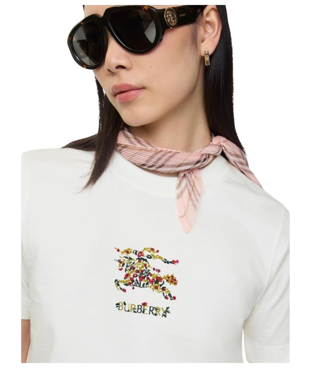 BURBERRY Белая хлопковая футболка, фото 3