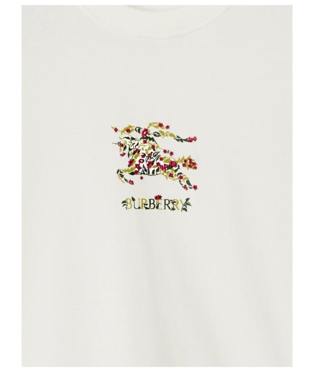 BURBERRY Белая хлопковая футболка, фото 4