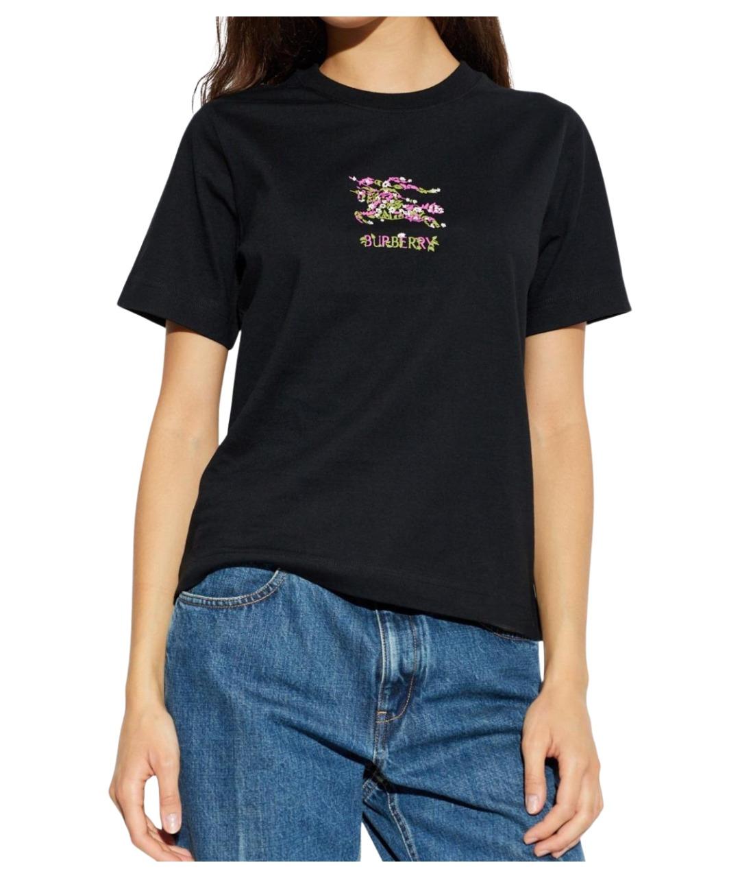 BURBERRY Черная хлопковая футболка, фото 3