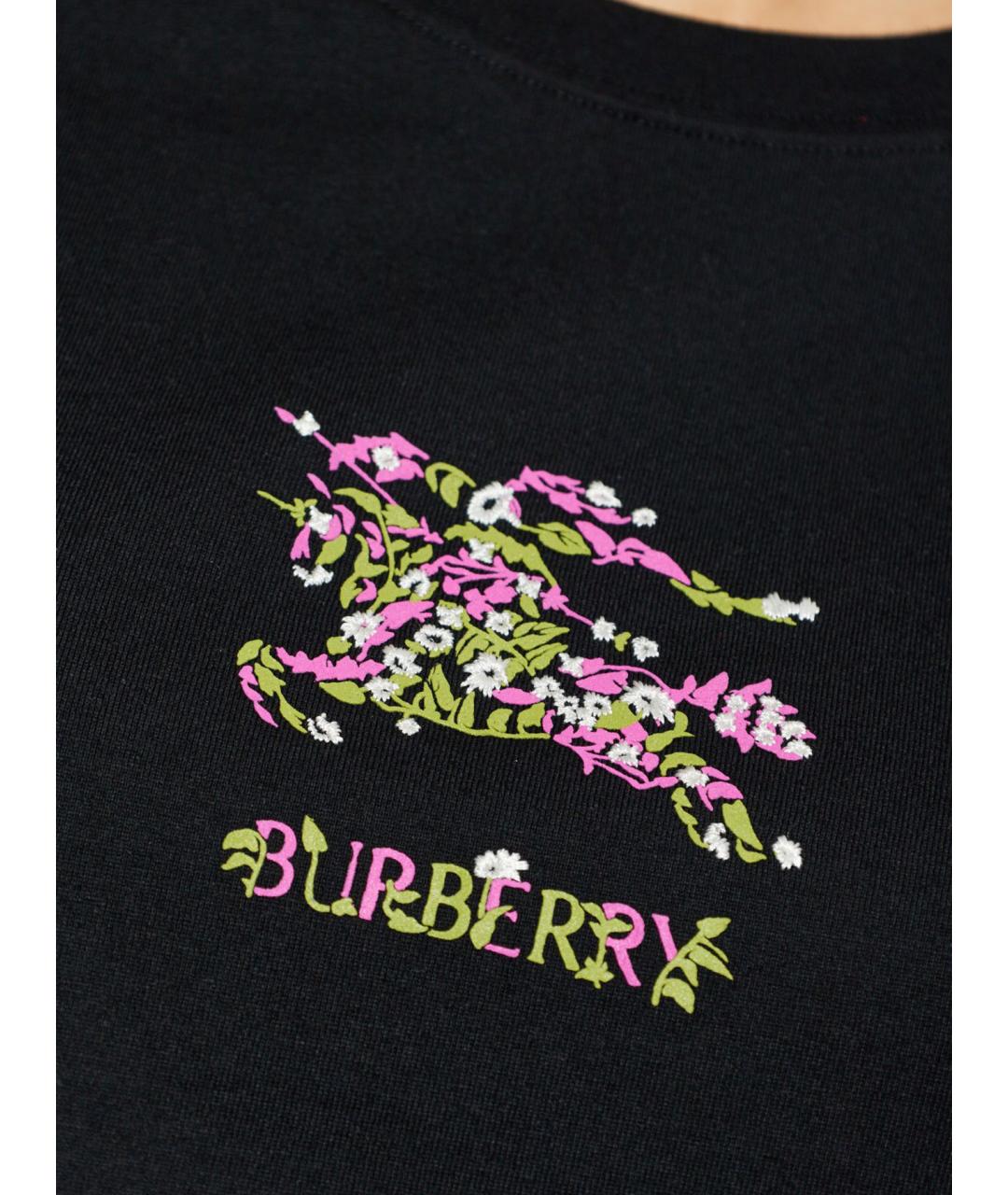 BURBERRY Черная хлопковая футболка, фото 2