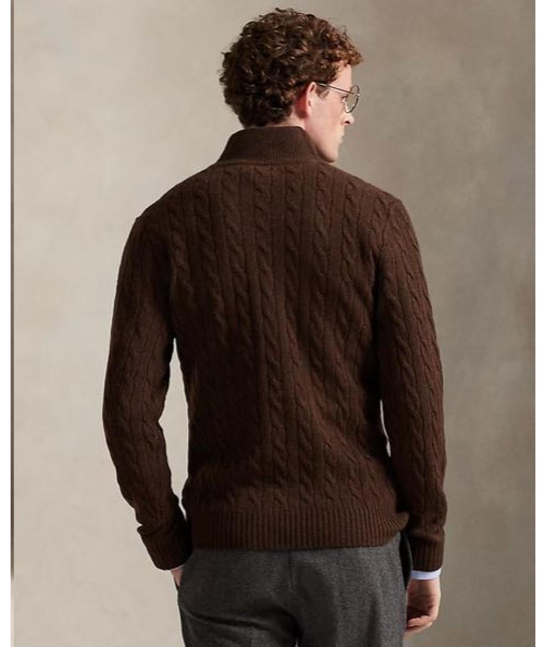 POLO RALPH LAUREN Коричневый шерстяной джемпер / свитер, фото 2