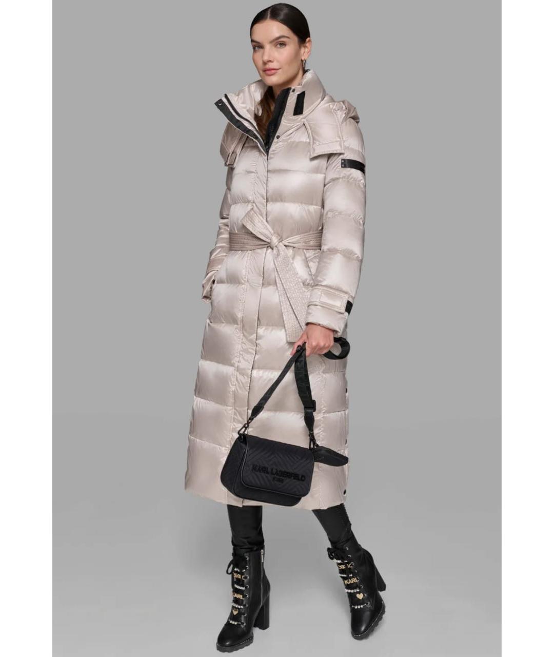 KARL LAGERFELD Бежевый полиэстеровый пуховик, фото 6