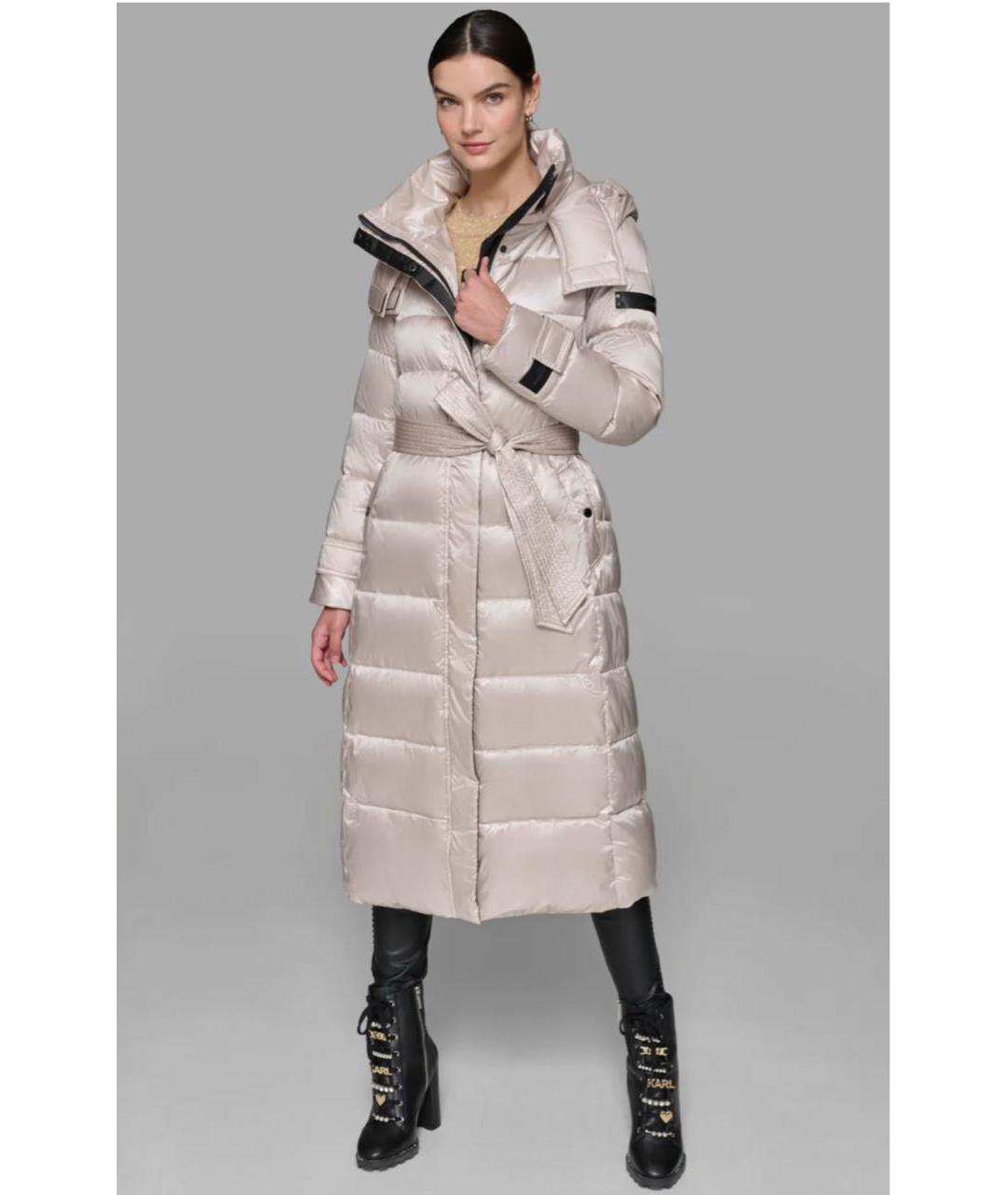 KARL LAGERFELD Бежевый полиэстеровый пуховик, фото 4