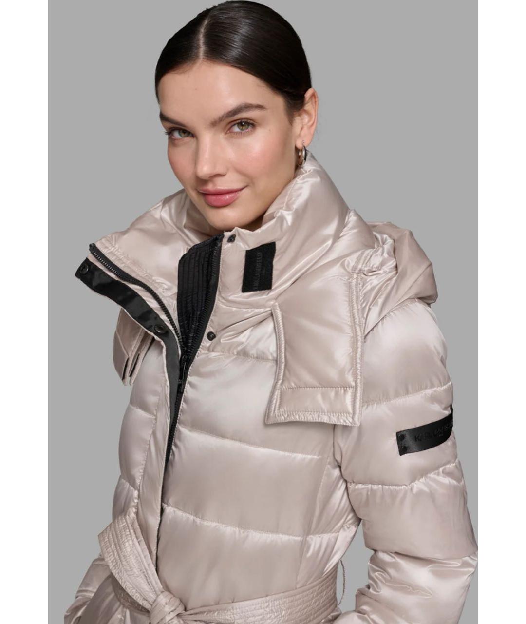 KARL LAGERFELD Бежевый полиэстеровый пуховик, фото 5