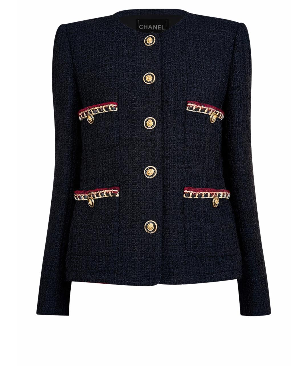 CHANEL Черный твидовый жакет/пиджак, фото 1